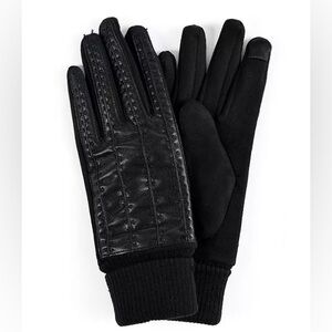 Marcus Adler Women's Black Faux Leather Stitched Touchscreen Gloves